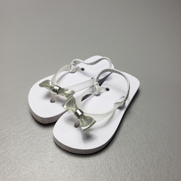 3/$15 toddler girls Island club whitebow flip flops size 10 - Picture 6 of 6